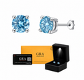 Aretes Plata .925 - Moissanita Navy Blue 0.5 ct.