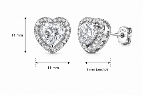 Aretes en Plata 925 Corazón Silver - Moissanita.