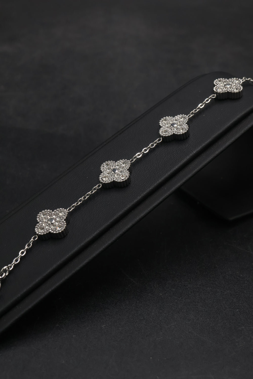 Pulsera Trébol 13 mm Full Zirconias Plateado