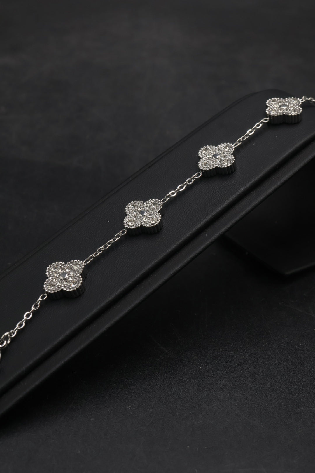 Pulsera Trébol 13 mm Full Zirconias Plateado