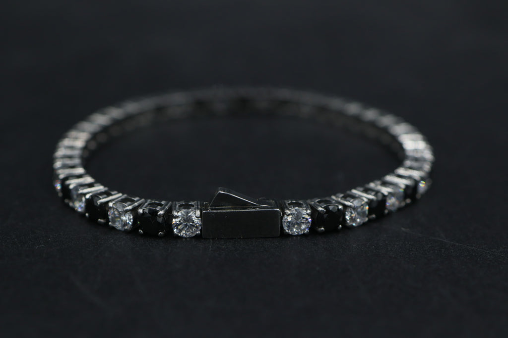 Pulsera Tenis con Zirconias Negro - Plateado 5 mm