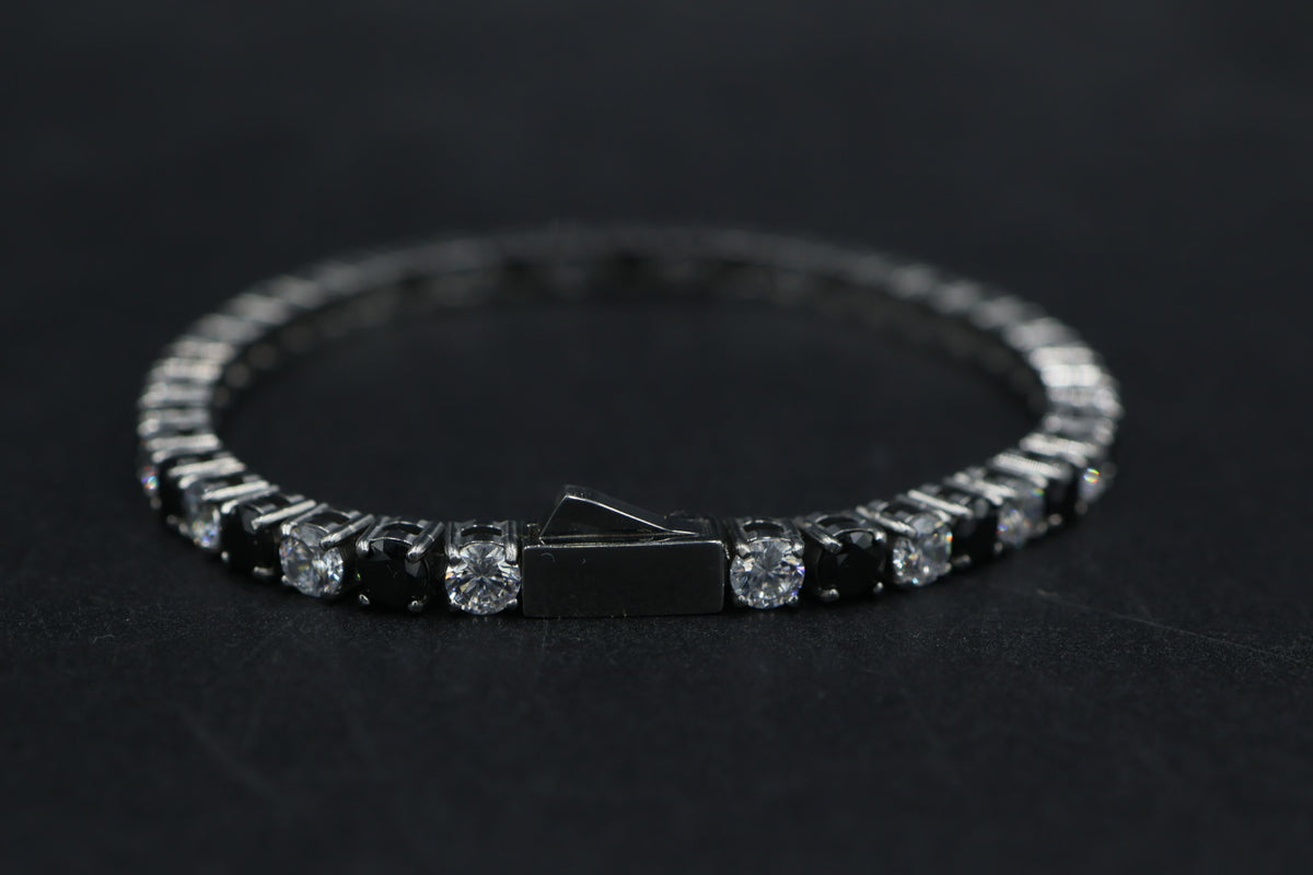 Pulsera Tenis con Zirconias Negro - Plateado 5 mm
