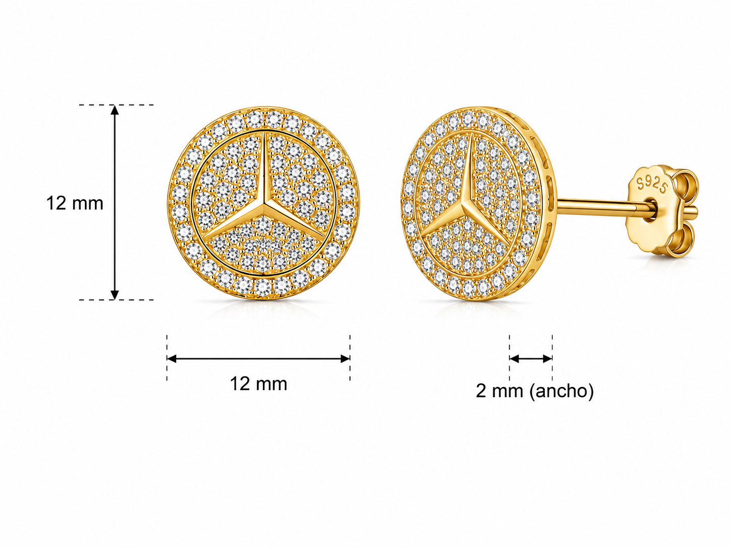 Aretes en Plata 925 Estrella Gold - Moissanita.