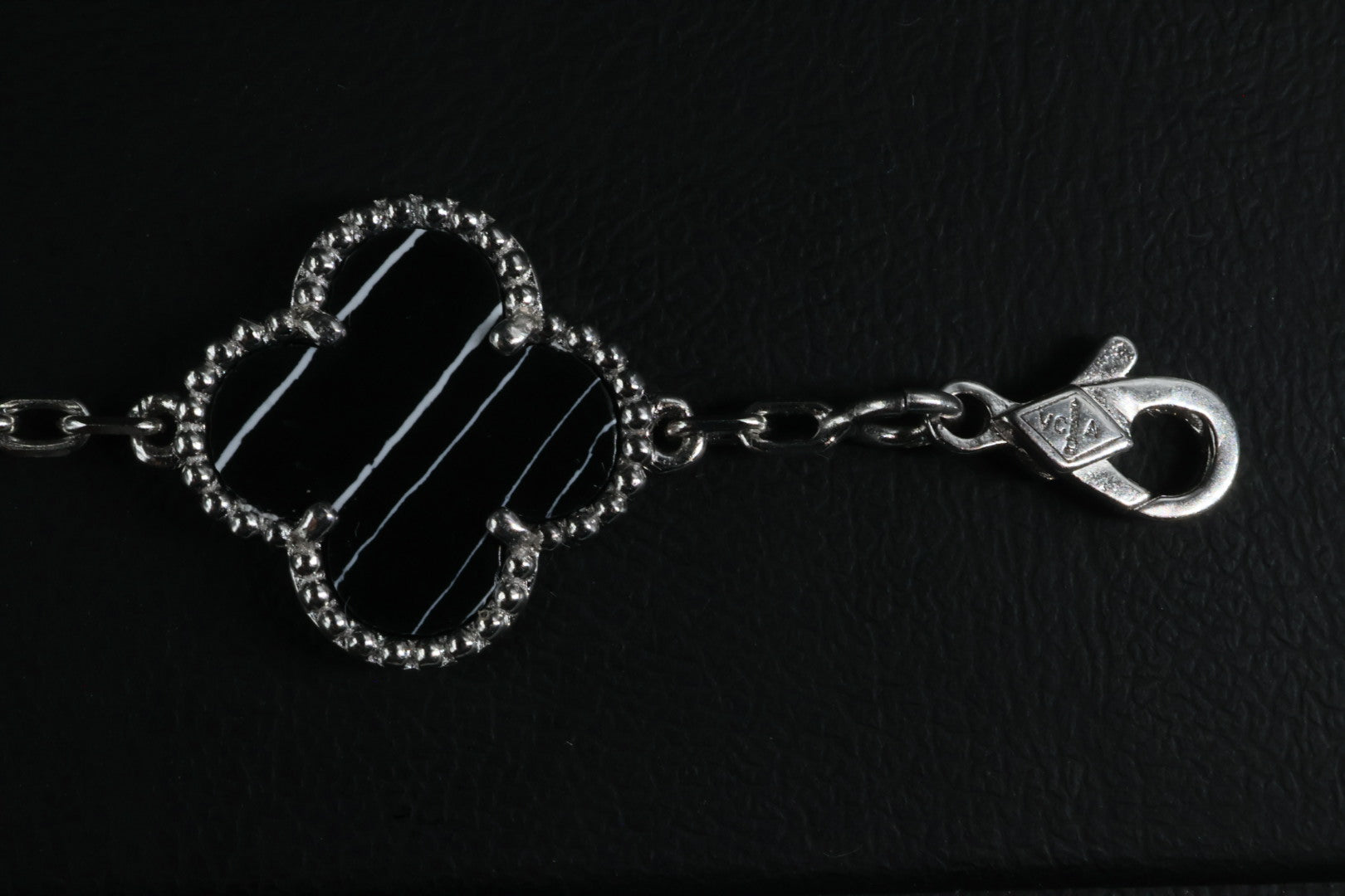 Pulsera VCA Plata .925 1:1 Vintage Alhambra, 5 Motivos Negro Obsidiana - Diamonds.