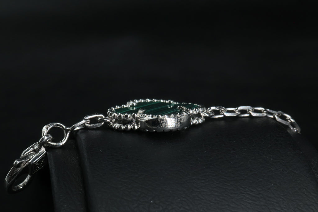 Pulsera VCA Plata .925 1:1 Vintage Alhambra, 5 Motivos Malaquita.