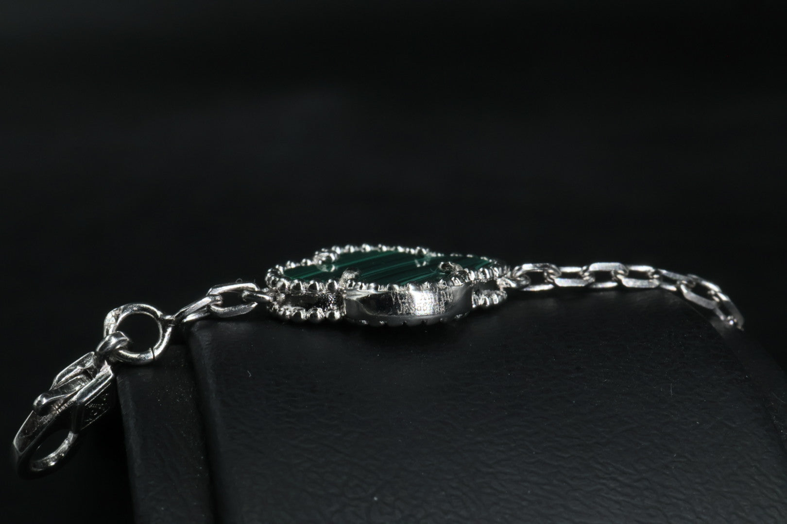 Pulsera VCA Plata .925 1:1 Vintage Alhambra, 5 Motivos Malaquita.