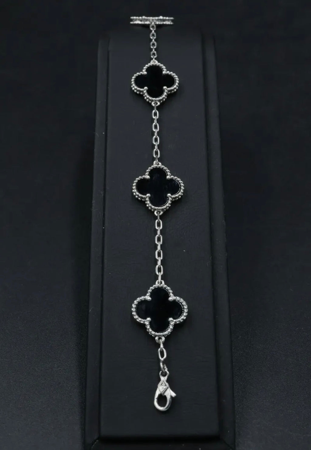 Pulsera VCA Plata .925 1:1 Vintage Alhambra, 5 Motivos Onyx