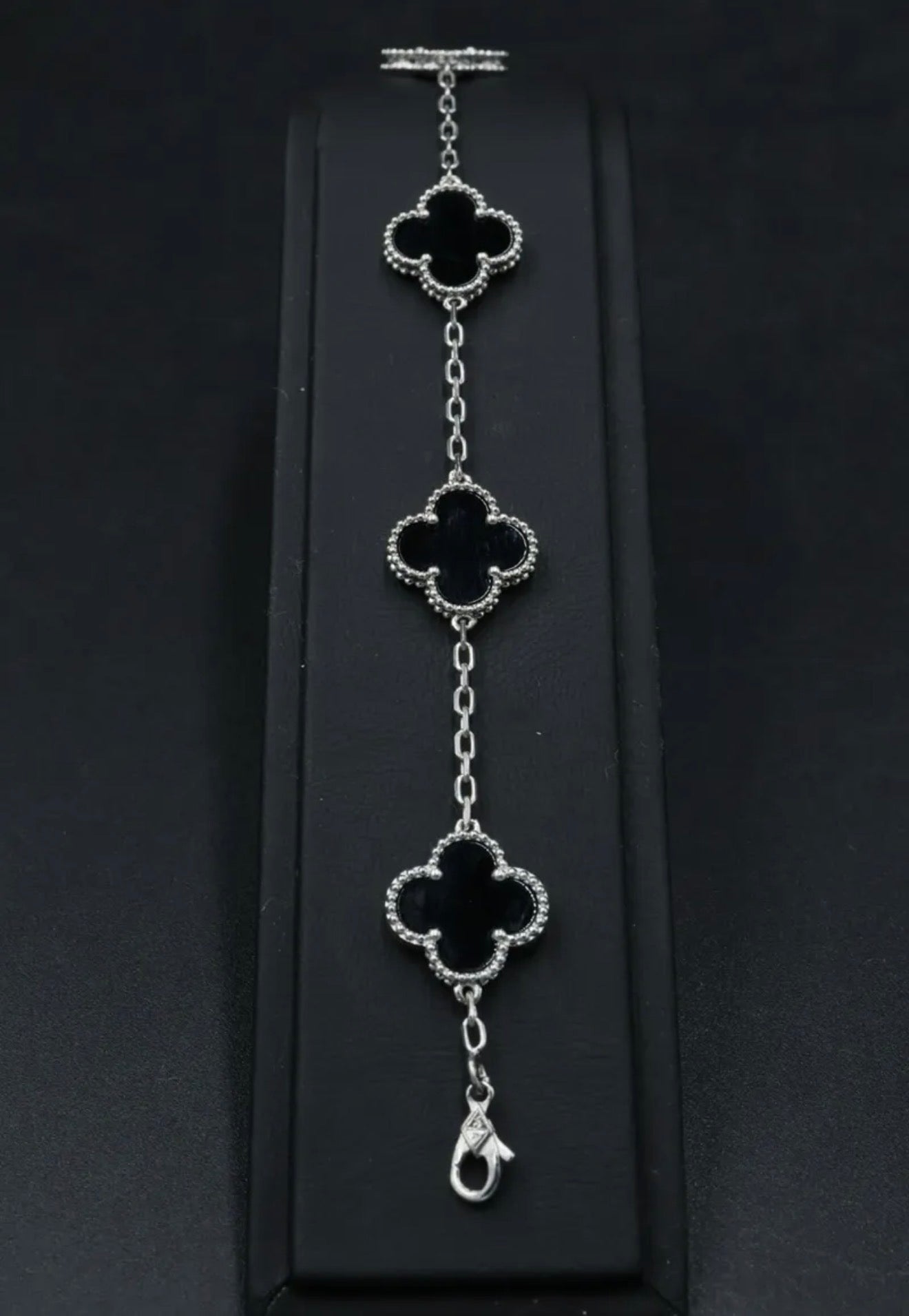 Pulsera VCA Plata .925 1:1 Vintage Alhambra, 5 Motivos Onyx