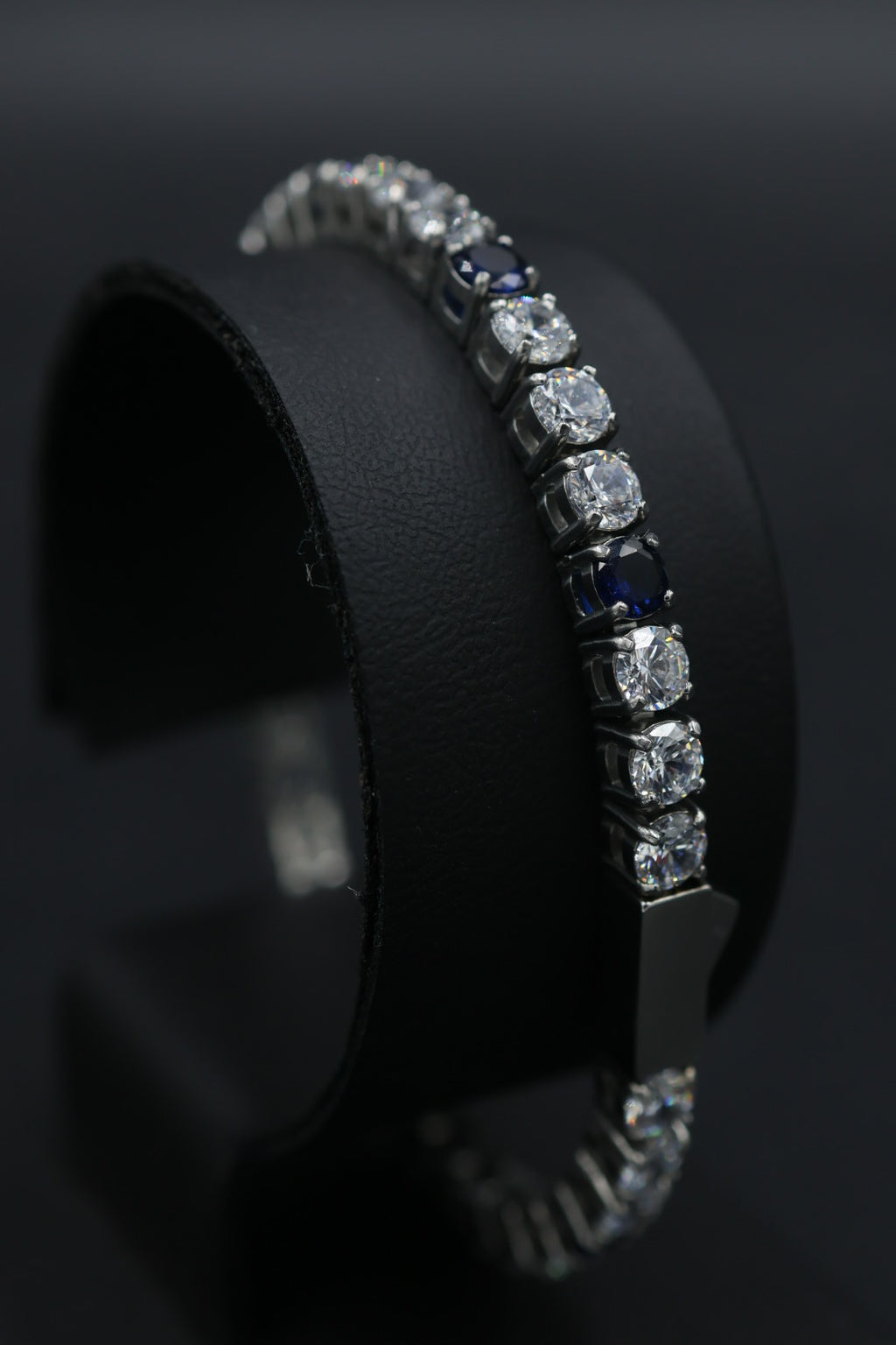 Pulsera Tenis con Zirconias Azul - Plateado 5 mm