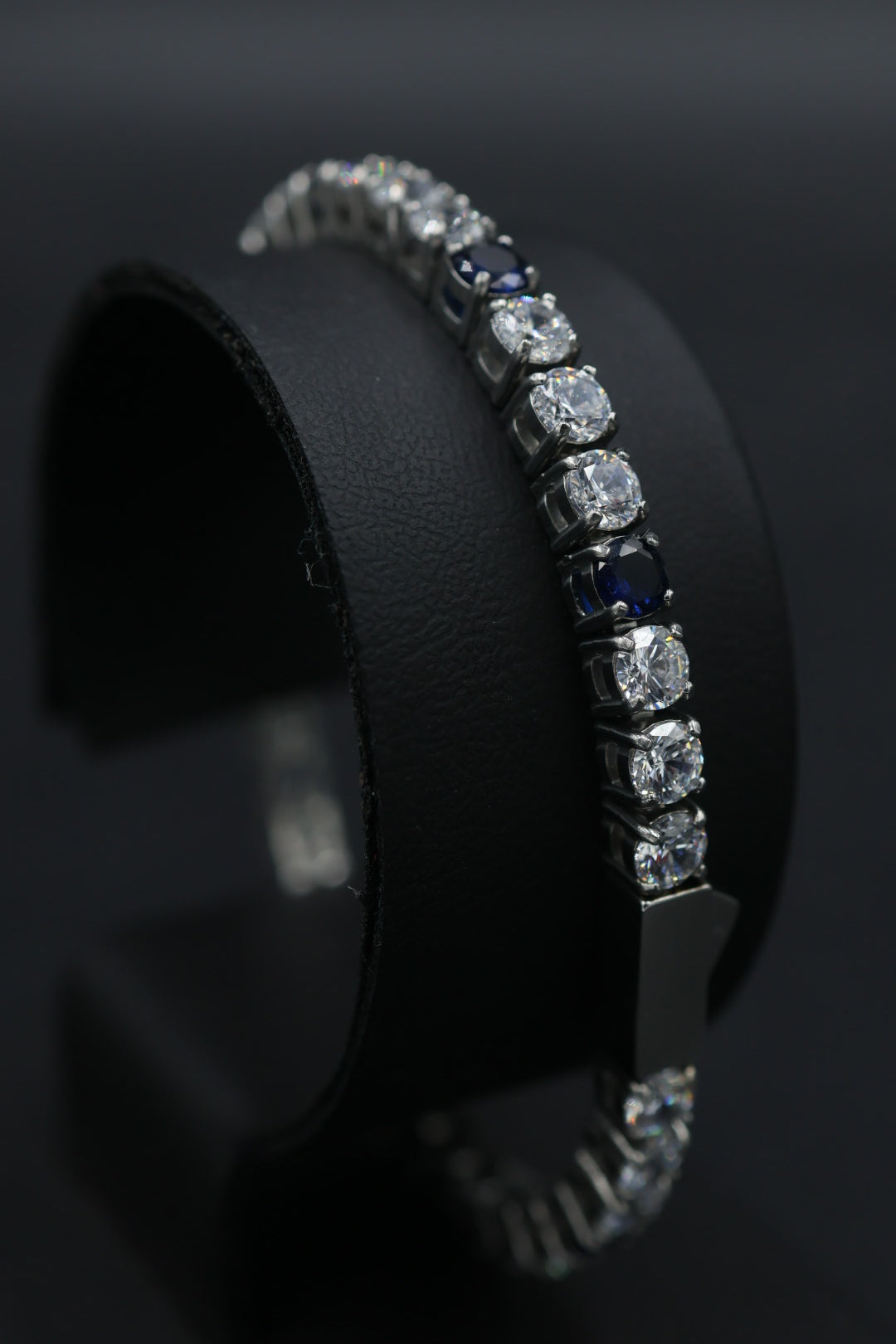 Pulsera Tenis con Zirconias Azul - Plateado 5 mm