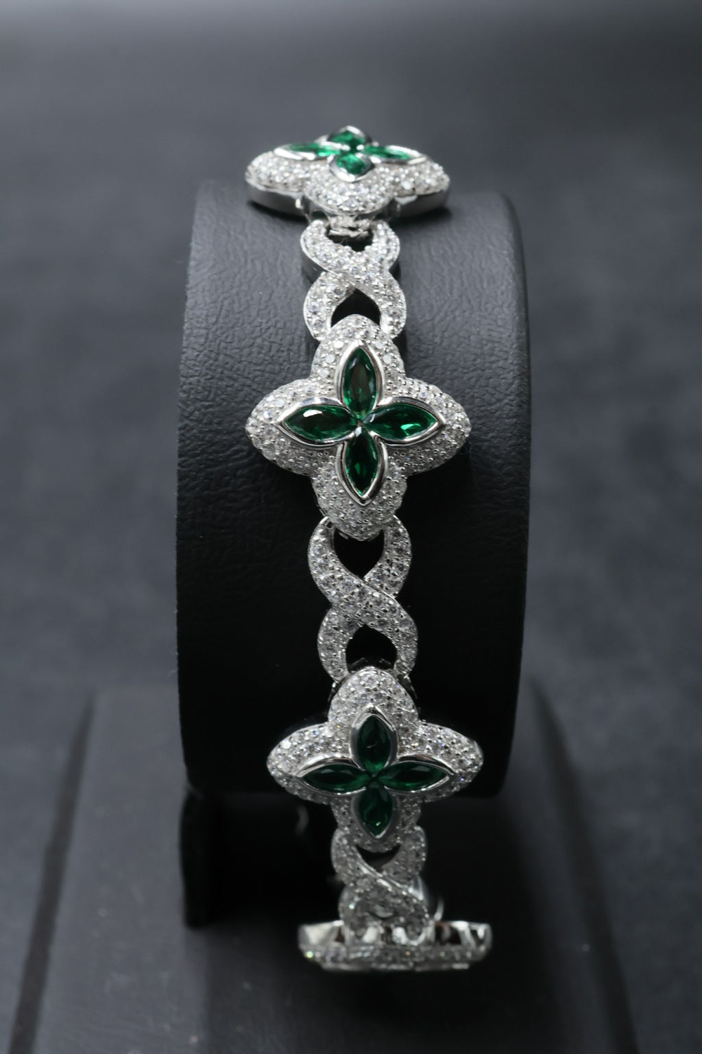 Pulsera Cubana Four Leaf Clover Plata .925. 