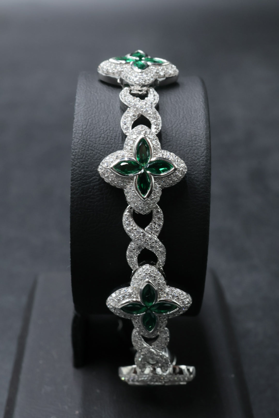 Pulsera Cubana Four Leaf Clover Plata .925. 
