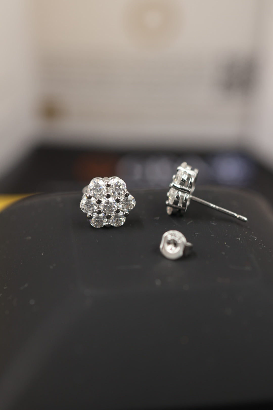 Aretes de Flor Plata 925 - Moissanita