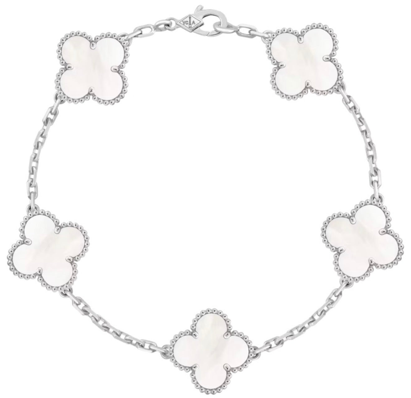 Pulsera VCA Plata .925 1:1 Vintage Alhambra, 5 Motivos Nácar