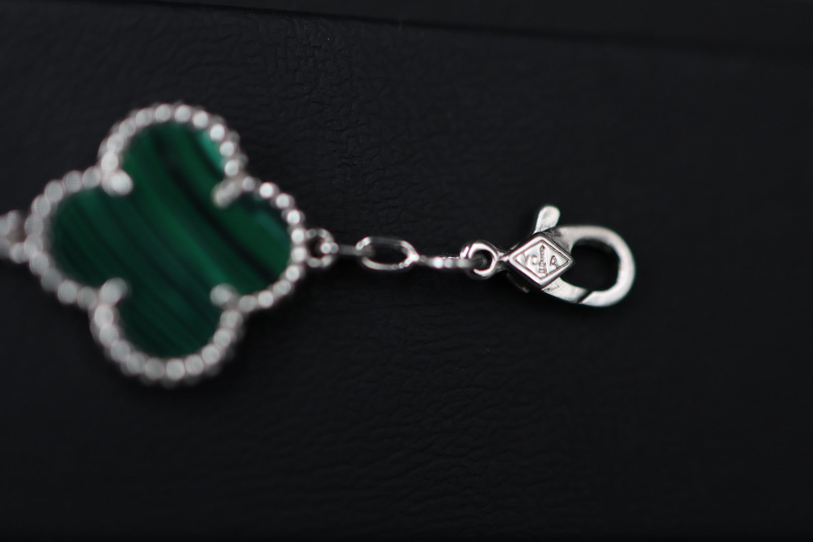Pulsera VCA Plata .925 1:1 Vintage Alhambra, 5 Motivos Malaquita - Diamonds.