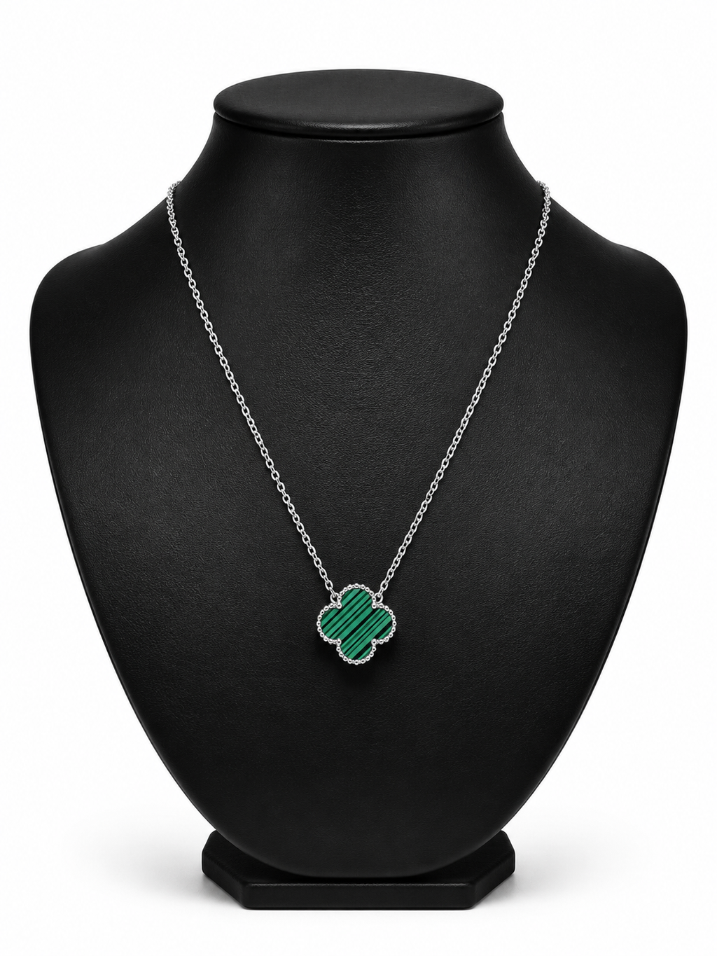 Collar 1 trébol - Plateado / Verde.