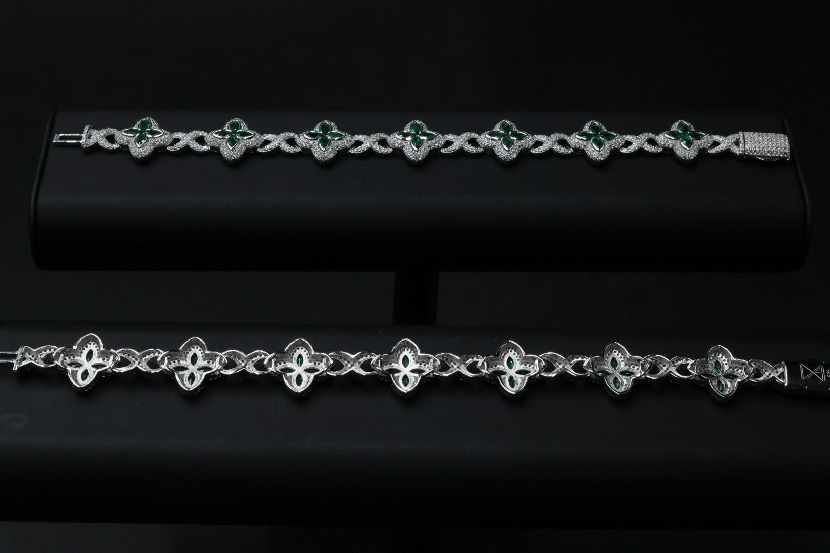 Pulsera Cubana Four Leaf Clover Plata .925. 