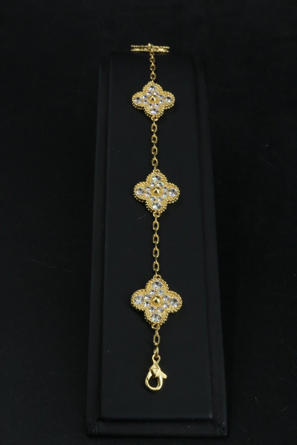 Pulsera VCA Plata .925 1:1 Vintage Alhambra, 5 Diamonds / Gold