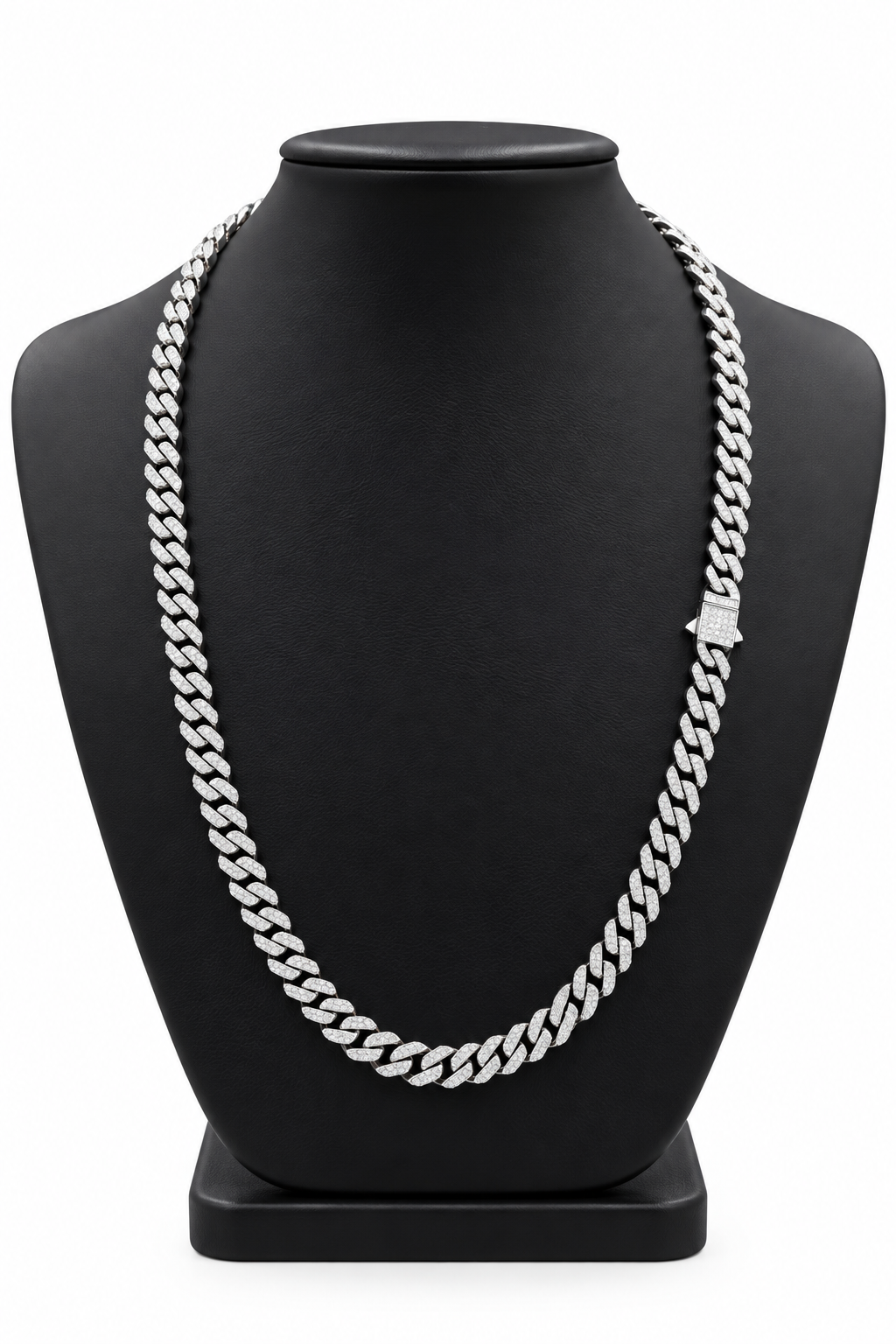 Cadena Cubana Full Zirconias con Broche de Caja. AI316L