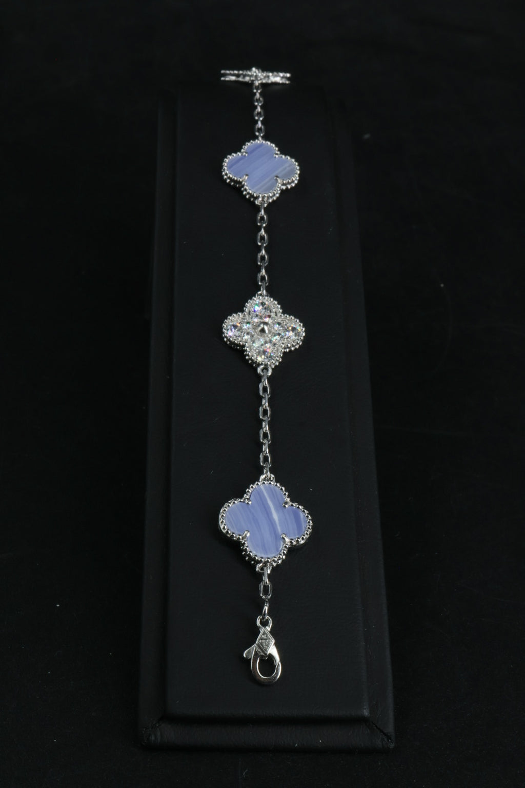 Pulsera VCA Plata .925 1:1 Vintage Alhambra, 5 Motivos Azul Nácar - Diamonds.