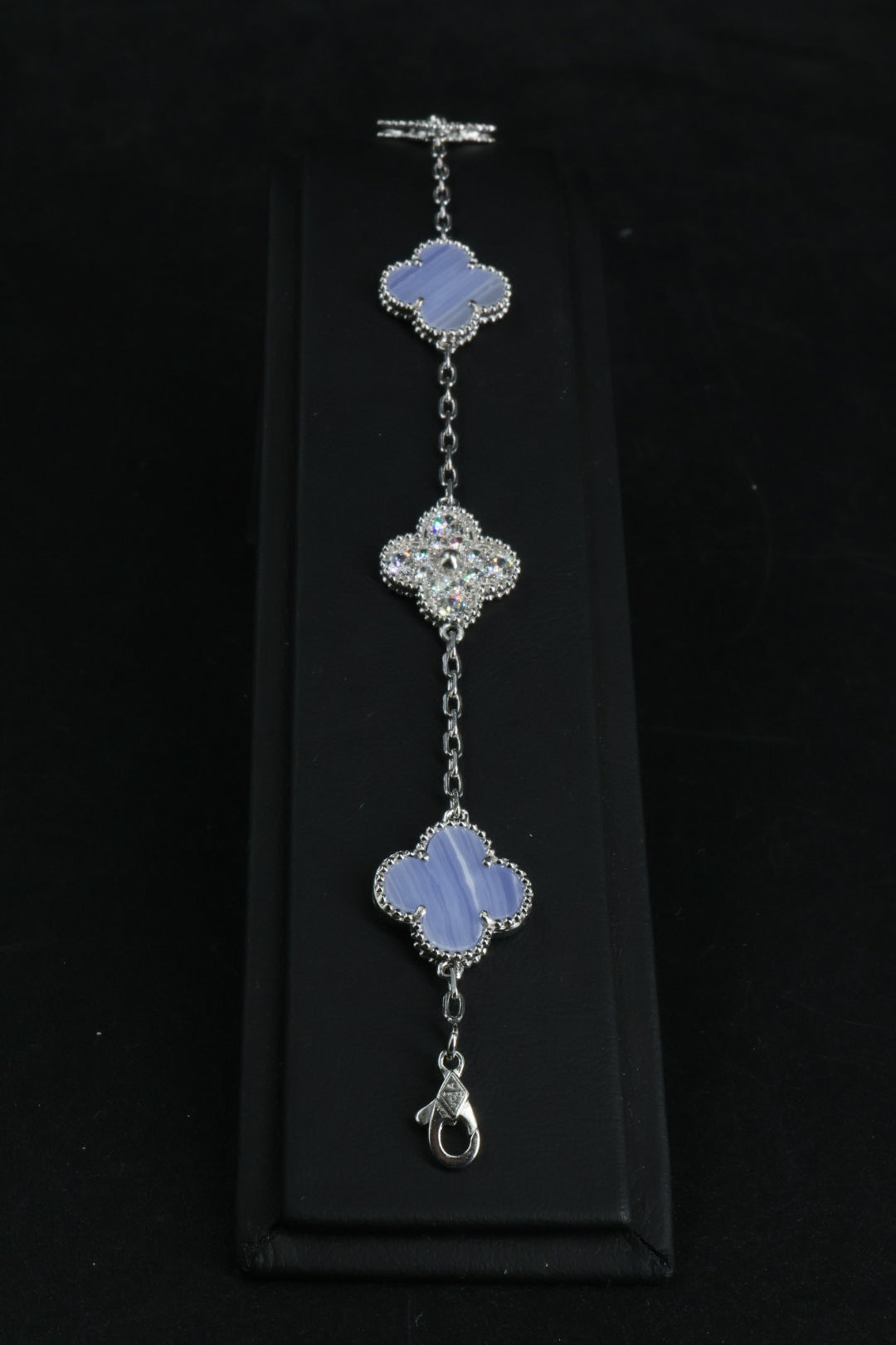 Pulsera VCA Plata .925 1:1 Vintage Alhambra, 5 Motivos Azul Nácar - Diamonds.