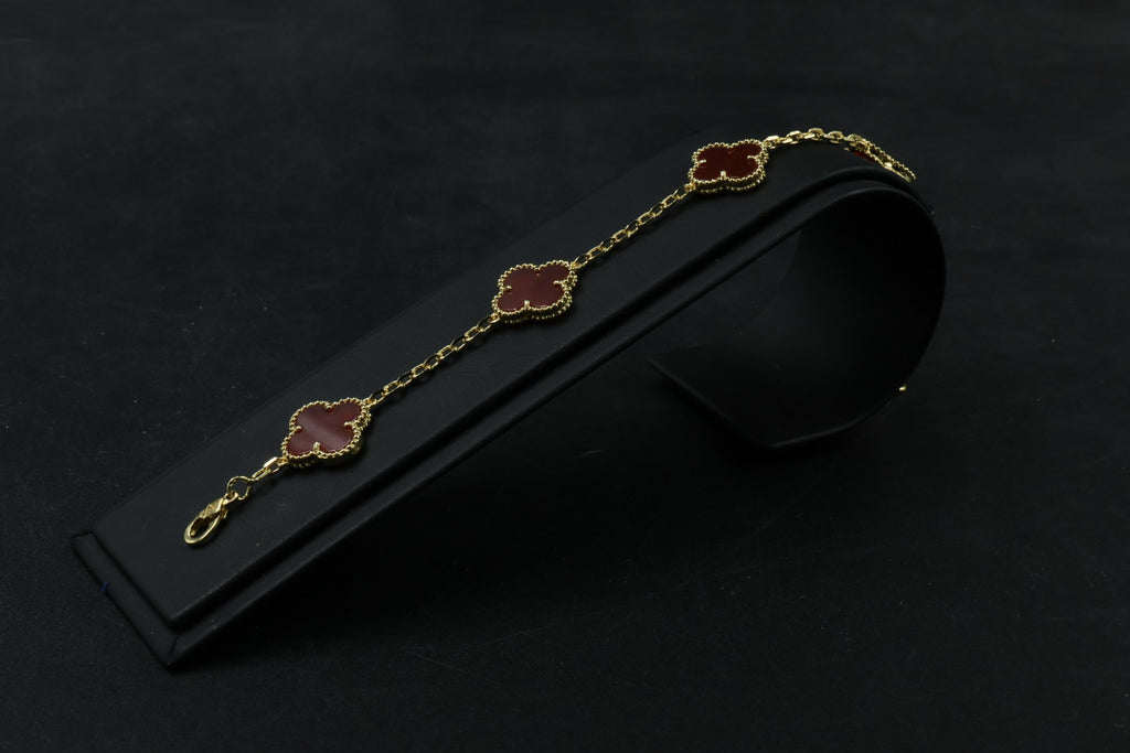 Pulsera VCA Plata .925 1:1 Vintage Alhambra, 5 Cornalina / Gold