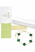 Pulsera Full Set trébol 15 mm básica. Dorado - Verde