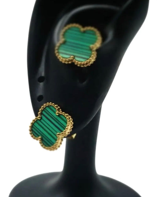 Arete Trébol 15 mm Dorado - Verde.