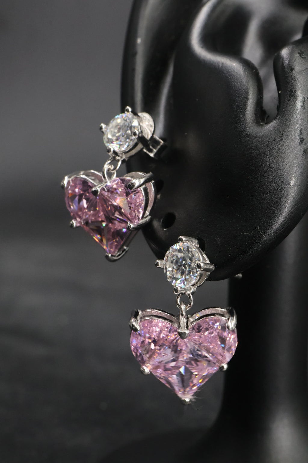 Aretes en Plata 925 Corazón CZ - Moissanita D 0.5 ct.
