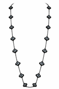 Collar Largo Trébol 13 mm Gris Marmolado. - Negro.