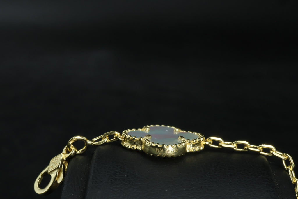 Pulsera VCA Plata .925 1:1 Vintage Alhambra, 5 Nácar- Diamonds / Gold