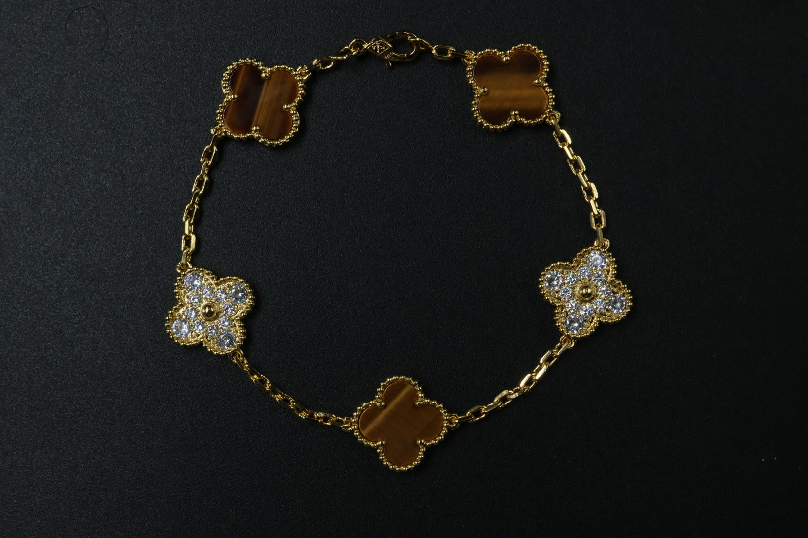 Pulsera VCA Alhambra 1:1 Gold Ojo de Tigre - Diamonds