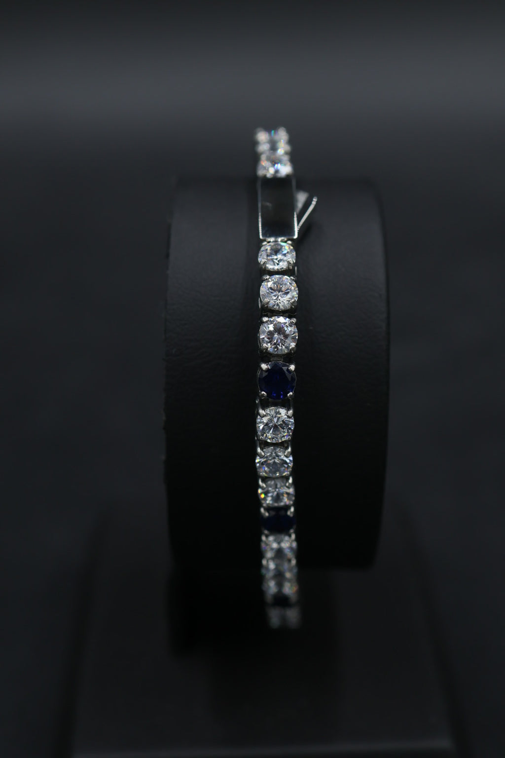 Pulsera Tenis con Zirconias Azul - Plateado 5 mm