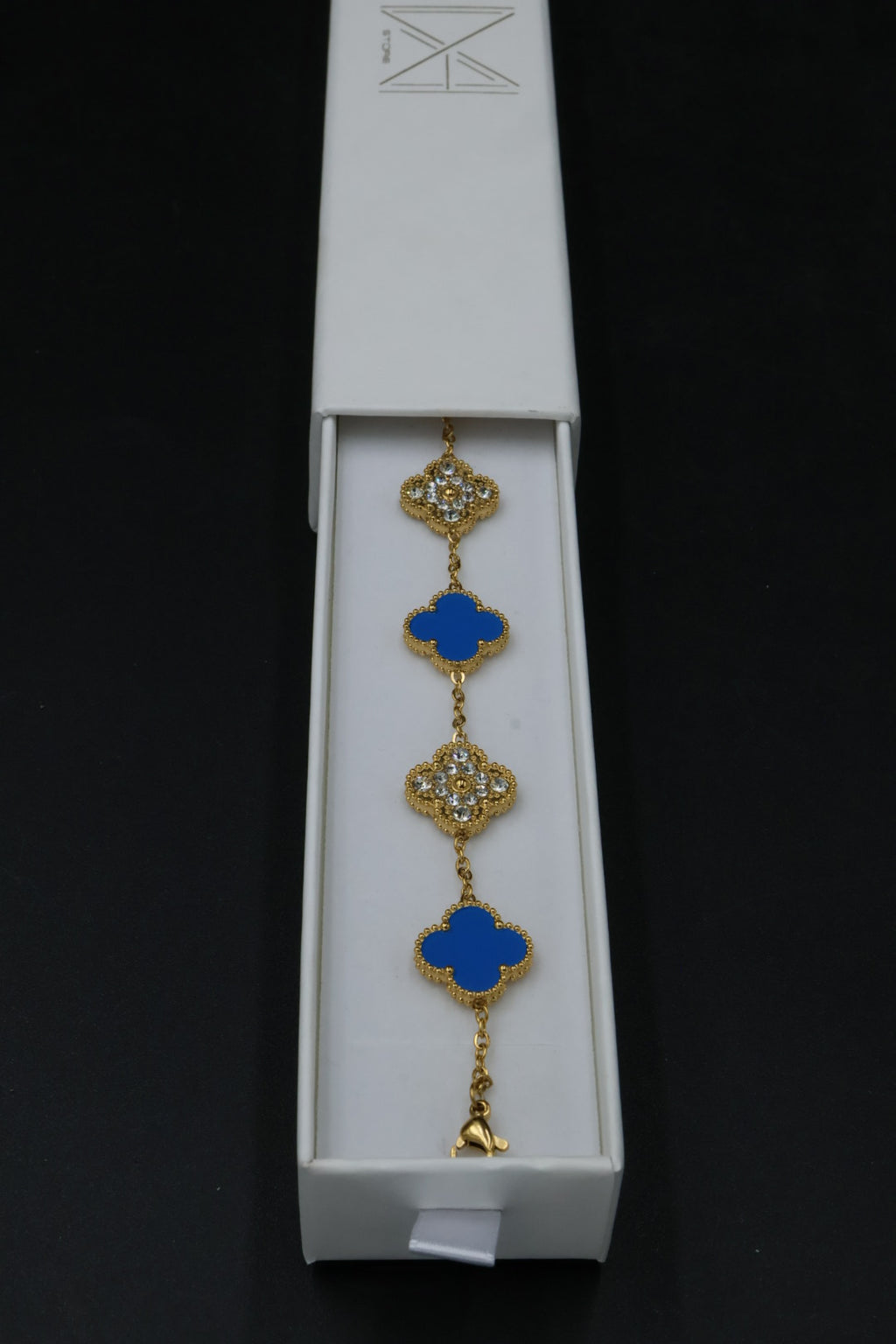 Pulsera Trébol 15 mm con Zirconias 3 en 1 Dorado - Azul
