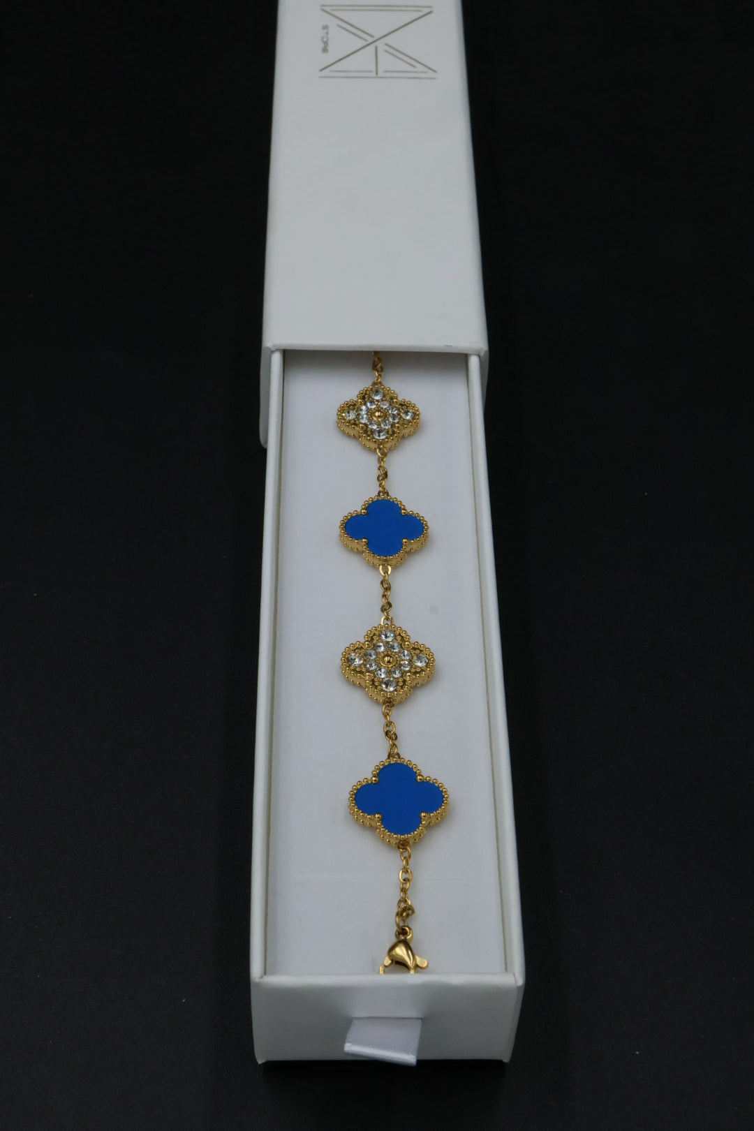Pulsera Trébol 15 mm con Zirconias 3 en 1 Dorado - Azul