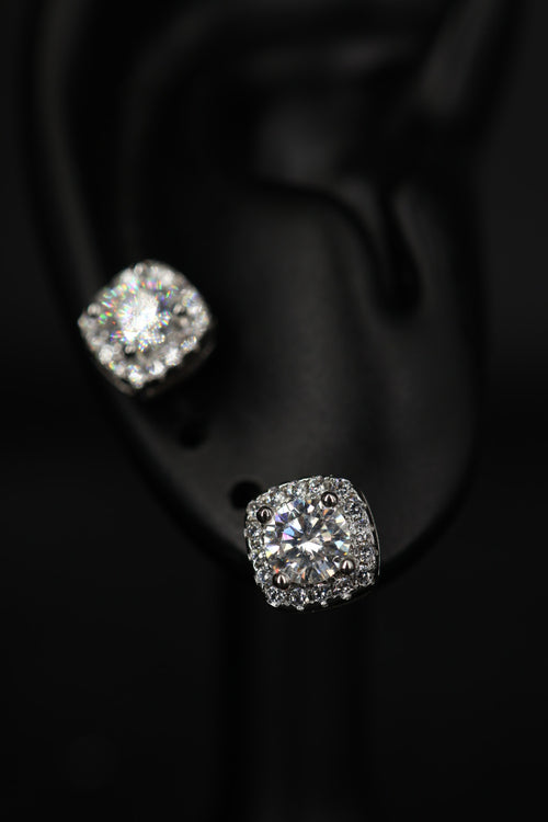 Aretes Box Plata .925 - Moissanita D 0.5 ct.