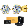 Aretes Plata .925 Baño de Oro - Moissanita D 0.5 ct.