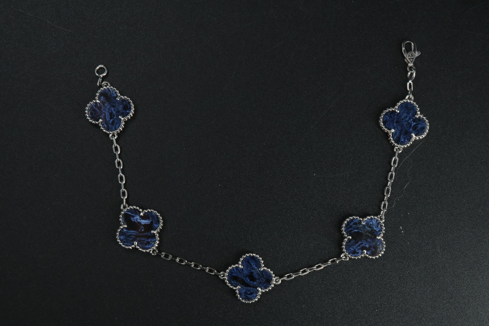 Pulsera VCA Plata .925 1:1 Vintage Alhambra, 5 Motivos Sodalita.