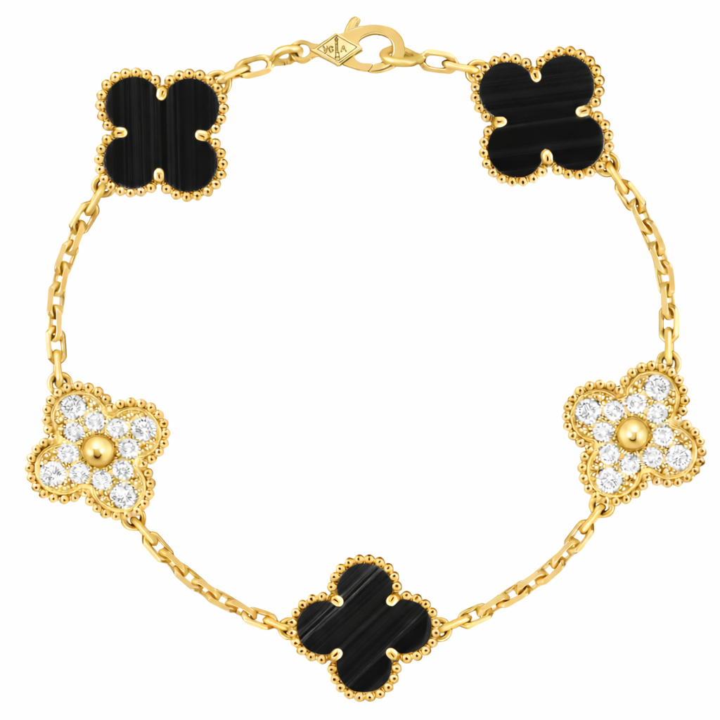 Pulsera VCA Alhambra 1:1 Gold Onyx - Diamonds