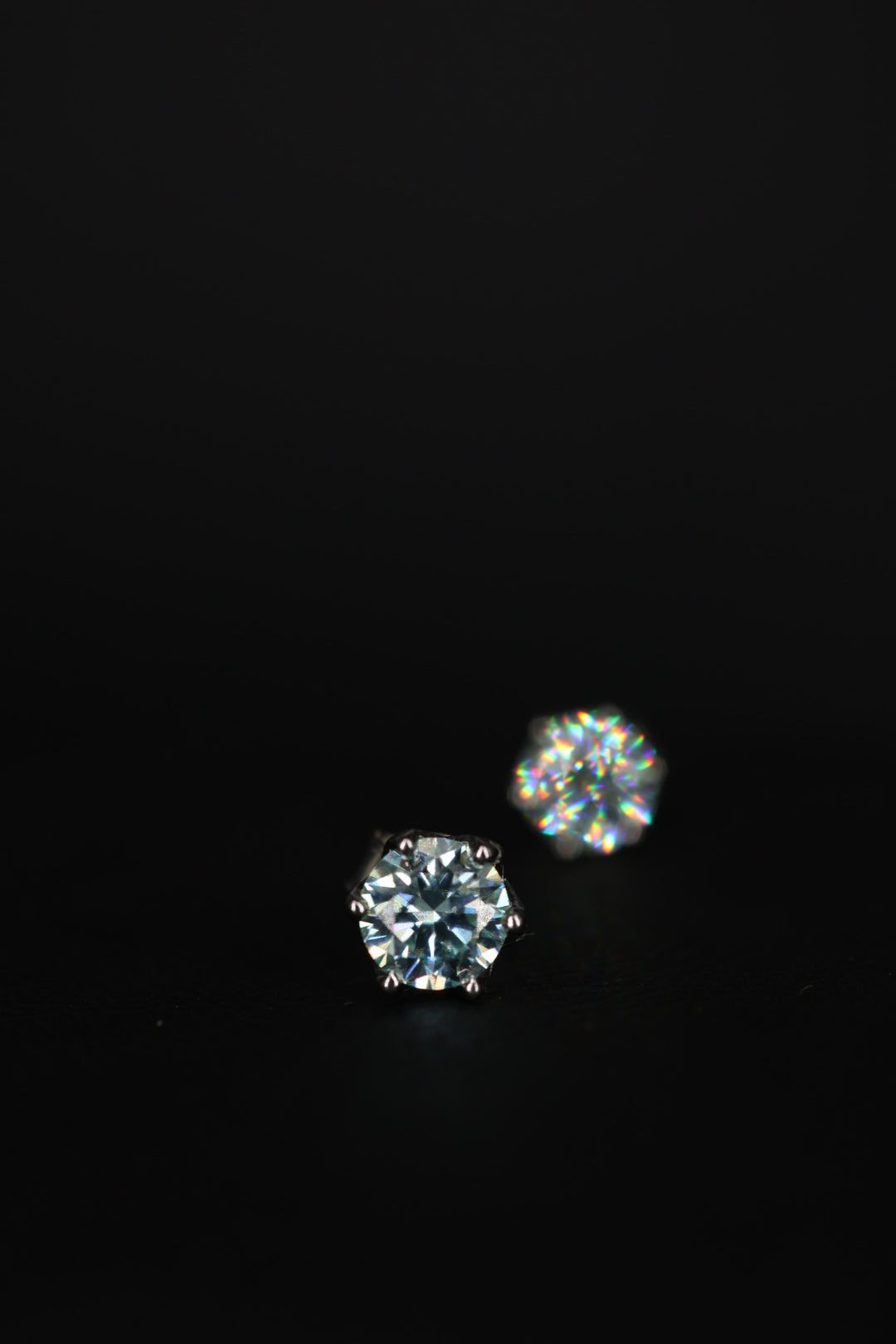 Aretes Plata .925 - Moissanita Blue 0.5 ct.