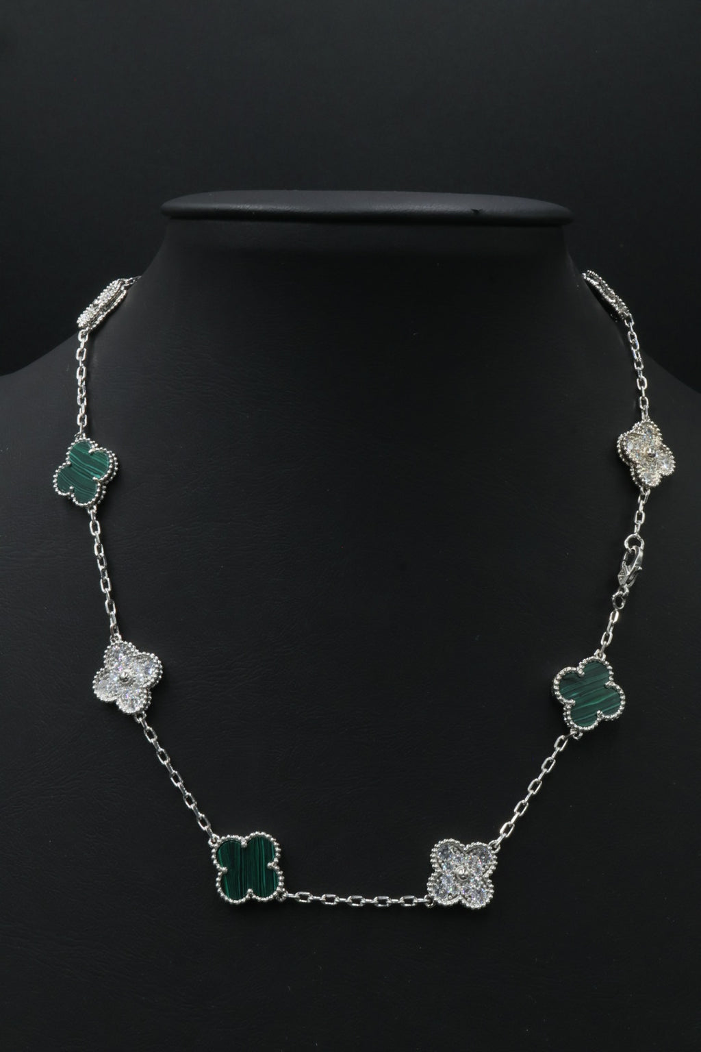 Collar VCA Alhambra 10 Motivos - Silver Malaquita Diamonds.