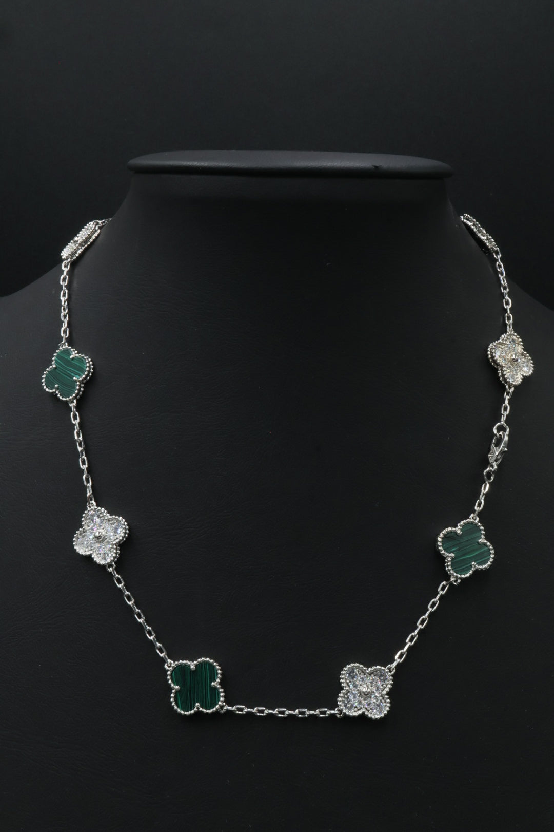 Collar VCA Alhambra 10 Motivos - Silver Malaquita Diamonds.