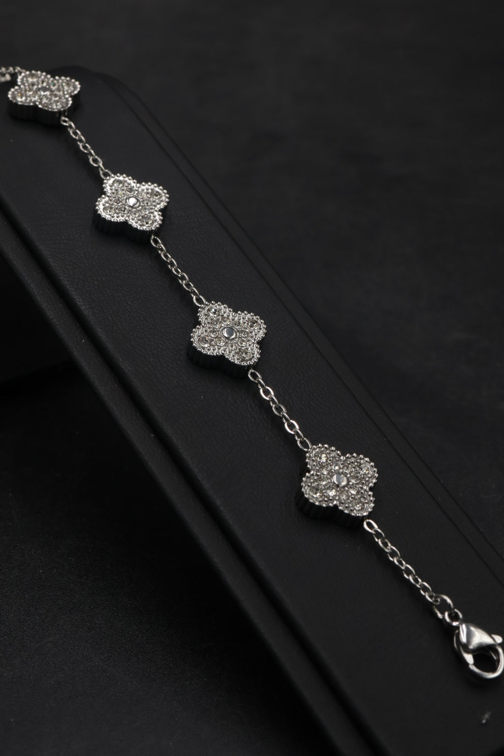 Pulsera Trébol 13 mm Full Zirconias Plateado