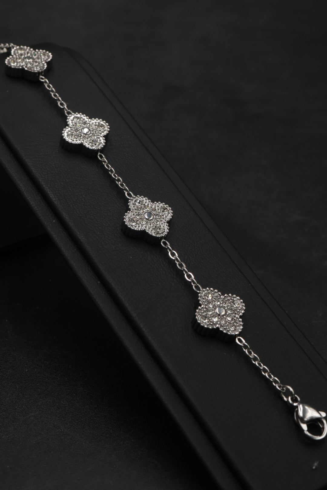 Pulsera Trébol 13 mm Full Zirconias Plateado