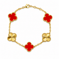 Pulsera Trébol Rojo- Láser Dorado.