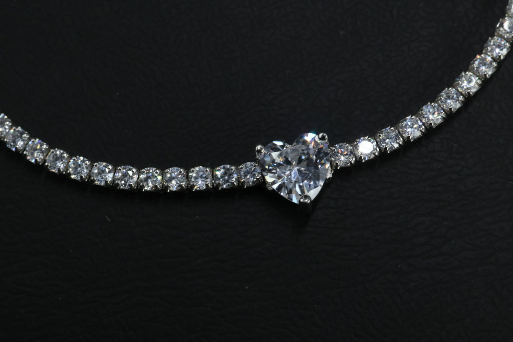 Pulsera Tenis Corazón Plata