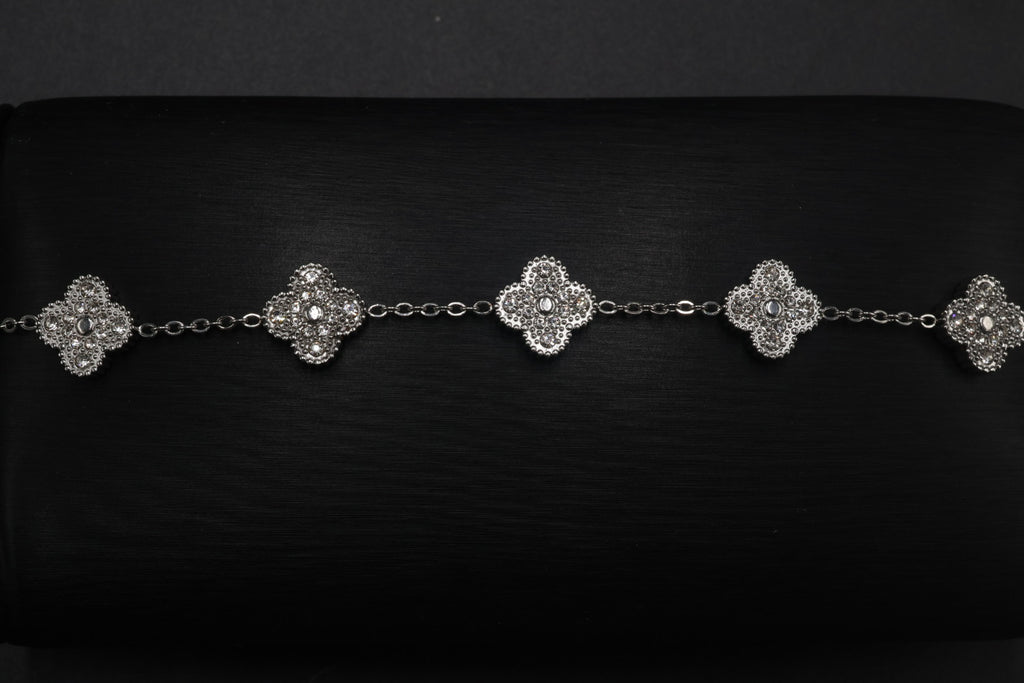 Pulsera Trébol 13 mm Full Zirconias Plateado