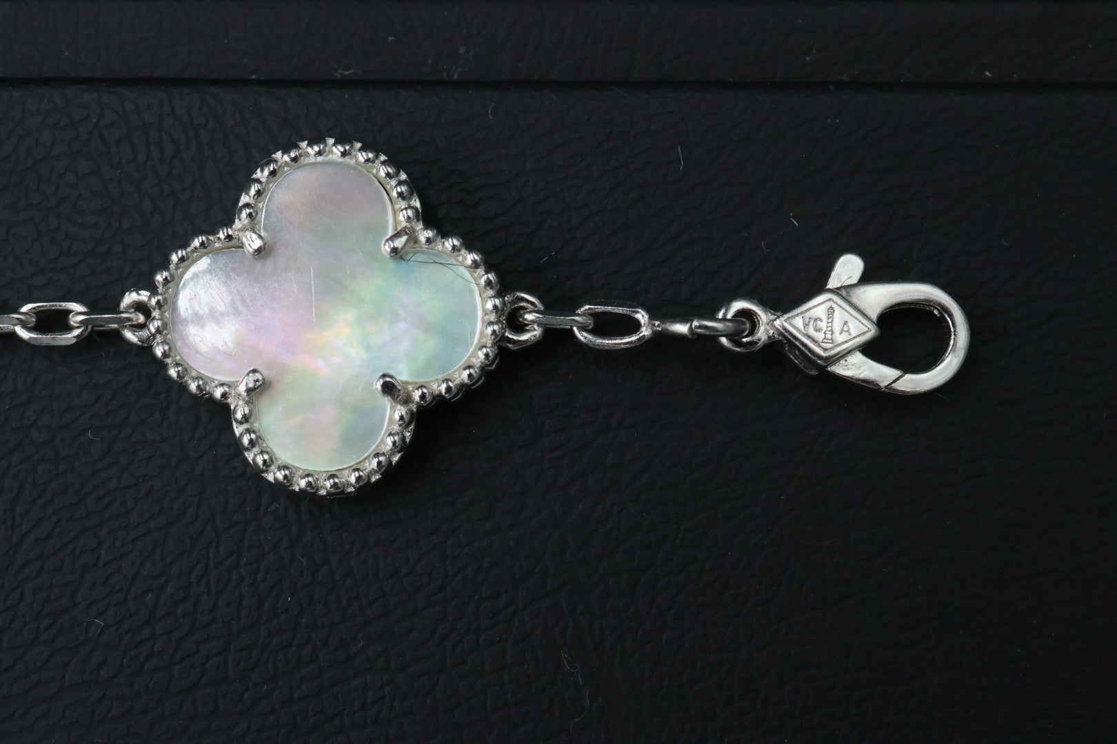 Pulsera VCA Plata .925 1:1 Vintage Alhambra, 5 Motivos Nácar- Diamonds.