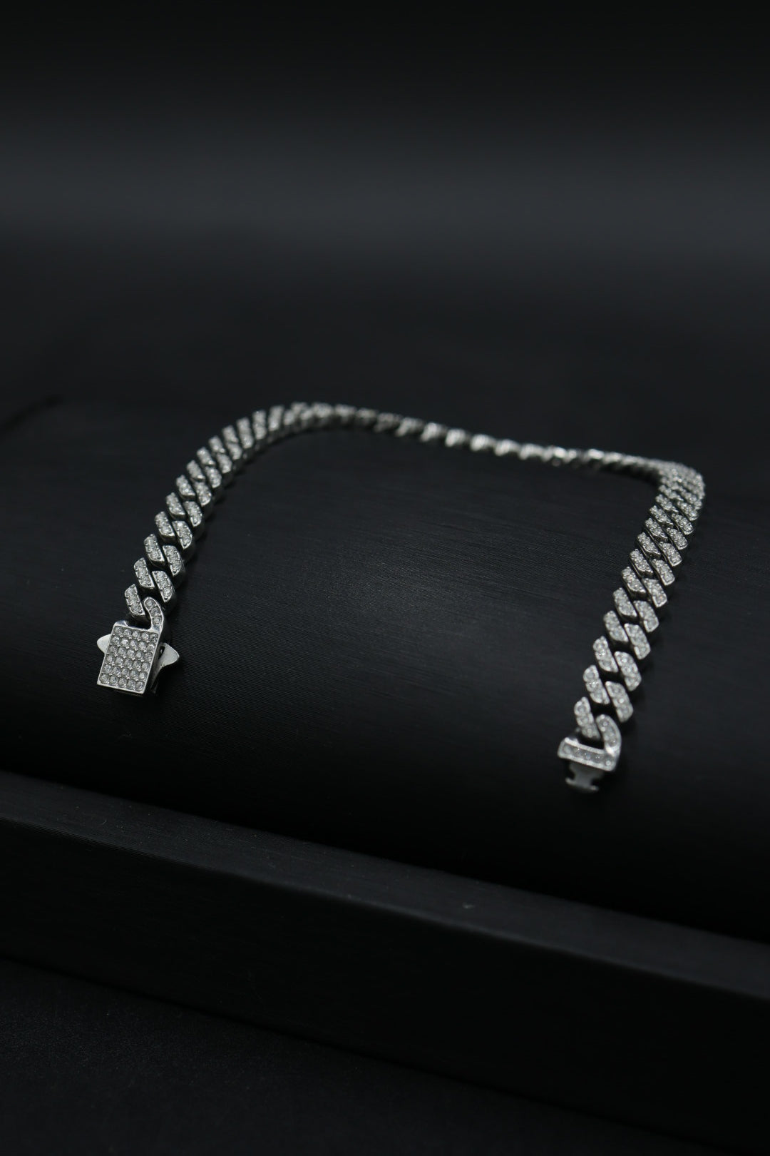 Pulsera Cubana Full Ice Plateada