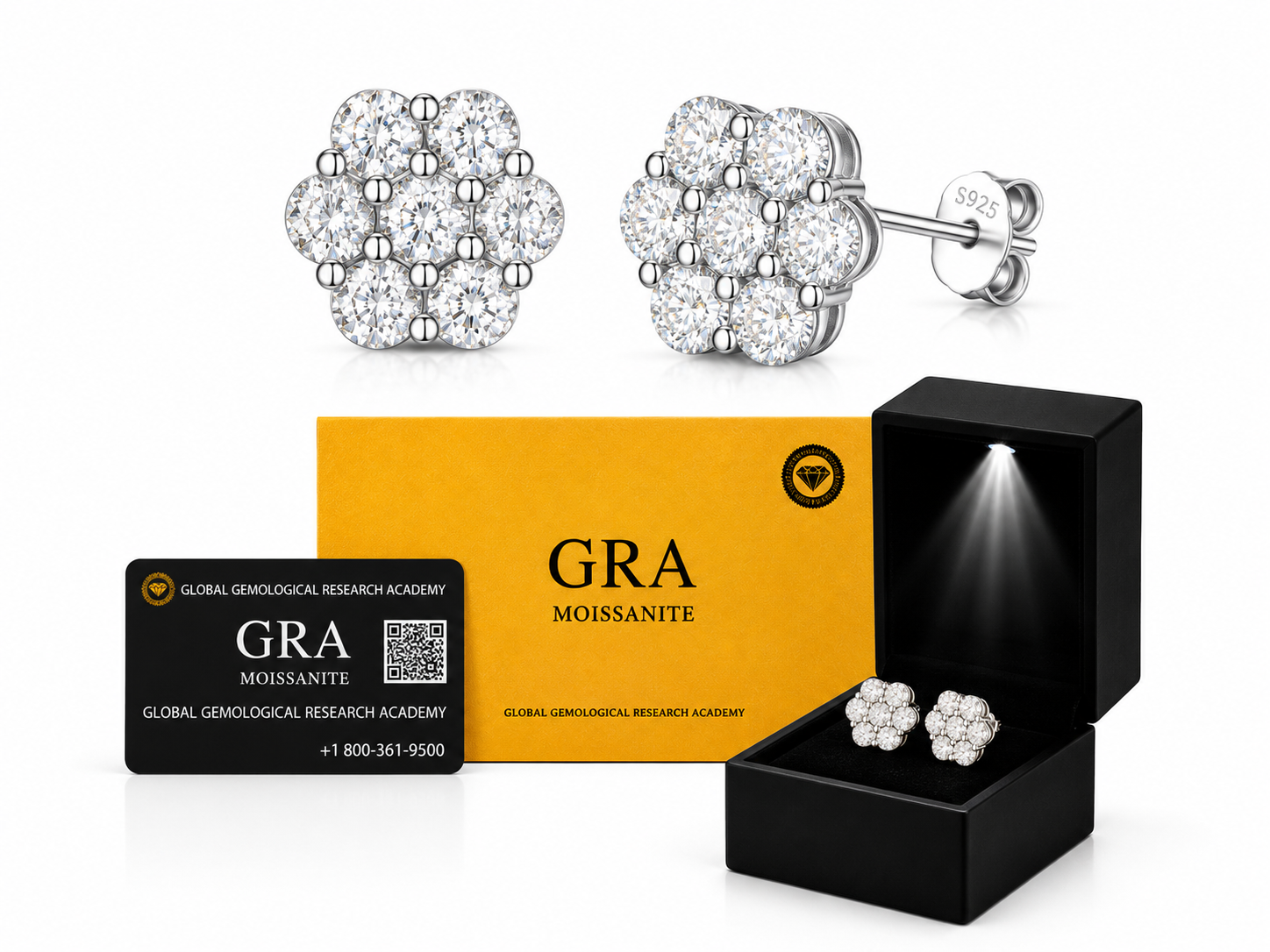 Aretes de Flor Plata 925 - Moissanita
